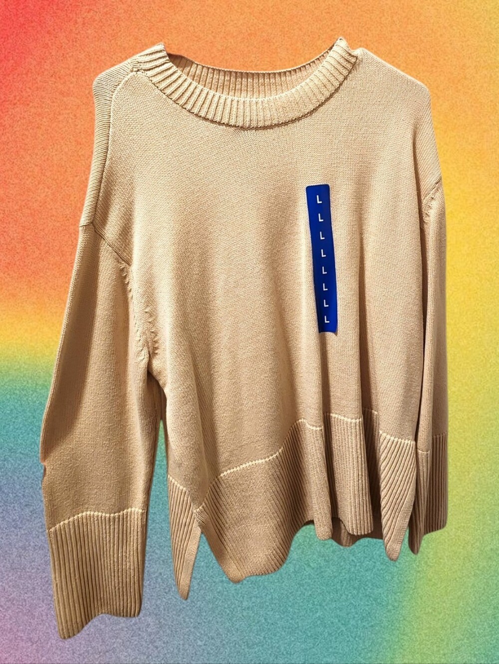 GAP Neutral Beige Taupe Crewneck Loose Knit Sweater BNWT